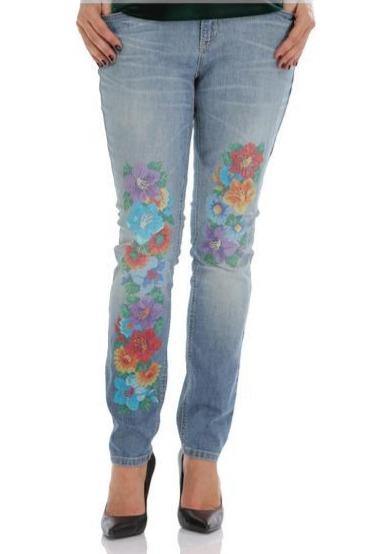 Pantalon denim brodati  Liza Panait Liza Panait Online Boutique